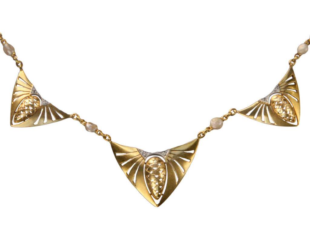 1910s French Pinecone Necklace (on white background)