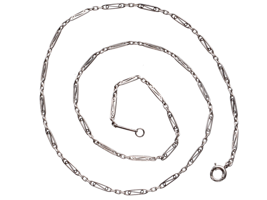 1920s Platinum Filigree Chain (on white background)