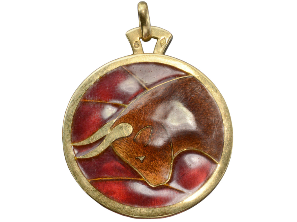 c1960 Plique-à-Jour Taurus (on white background)