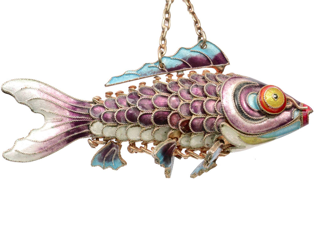 1960s Purple Enamel Fish (on white background)