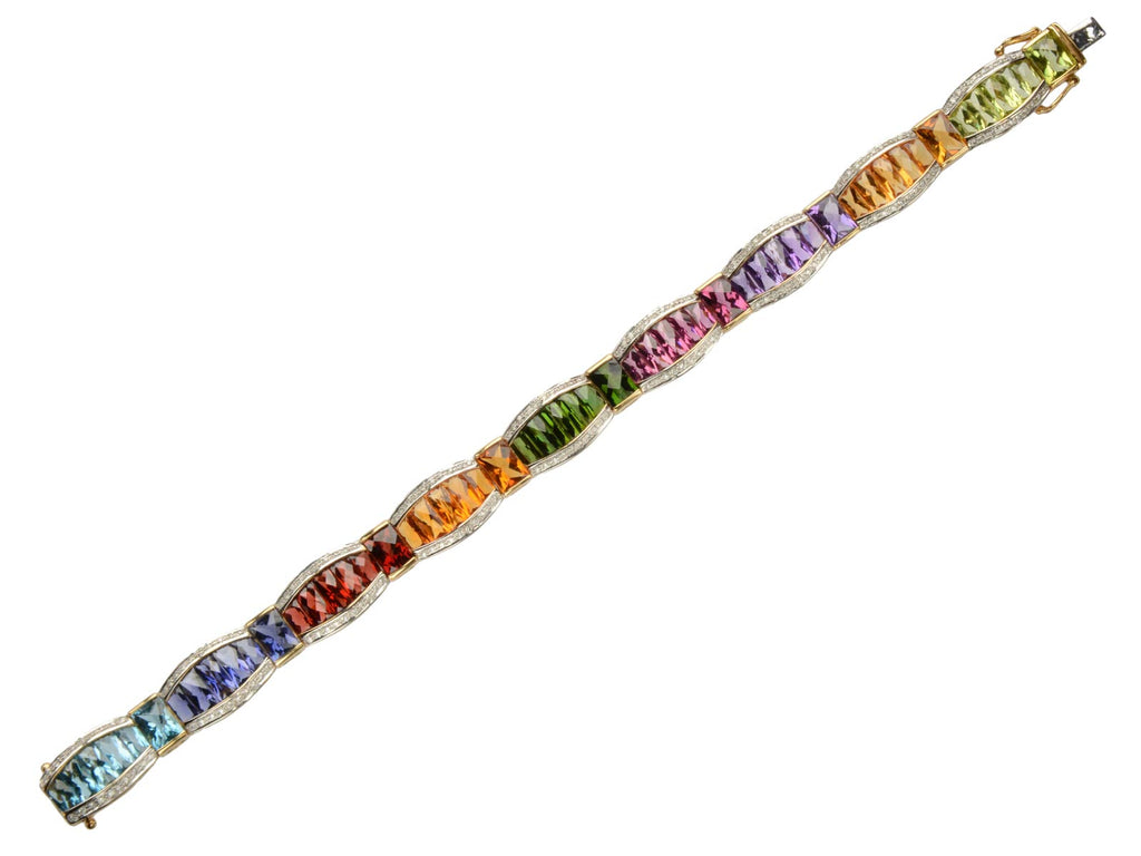 1980s Rainbow Gemstone Bracelet (on white background)