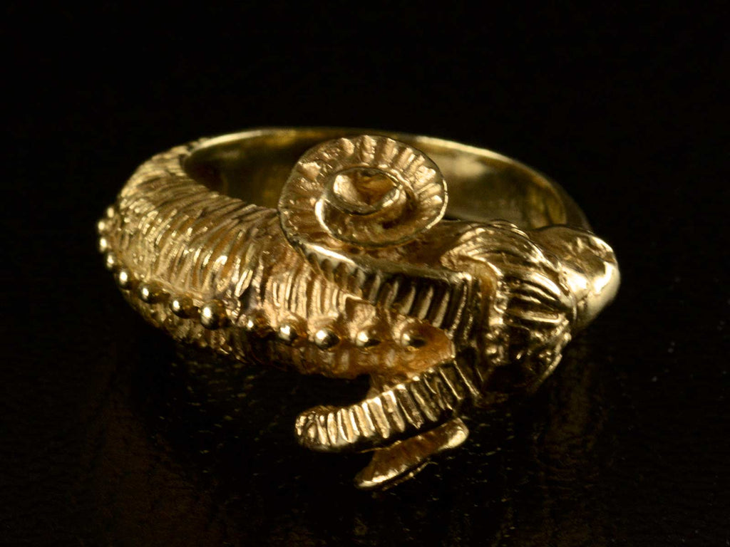 Vintage Gold Ram Ring (side view)