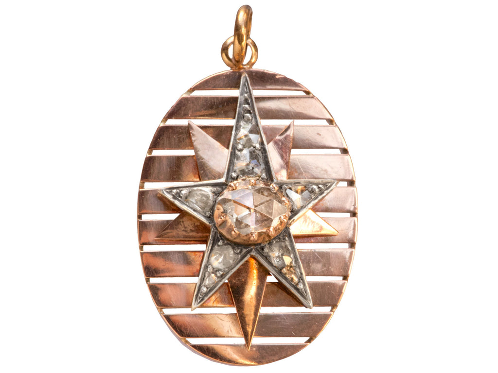 1870s Rose Cut Diamond Pendant (on white background)