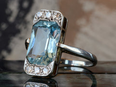1920s Deco Aqua & Diamond Ring