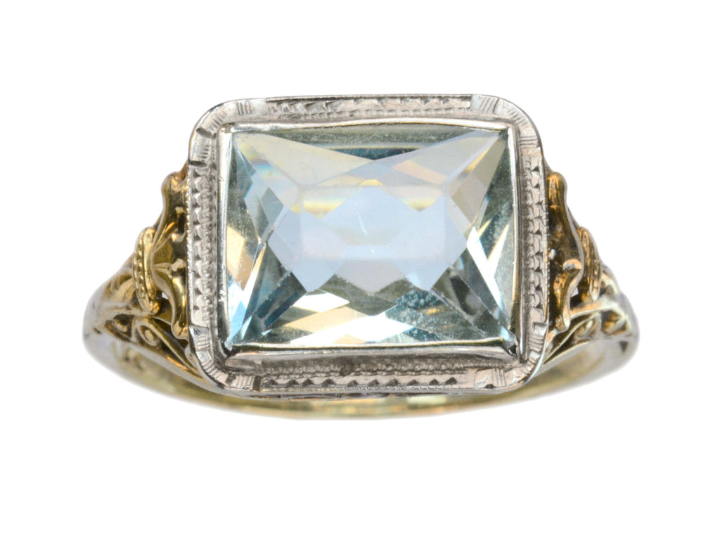 1930s Deco Aqua Ring (on white background)