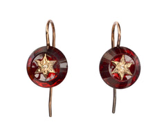 1890s Diamond & Red Crystal Earrings