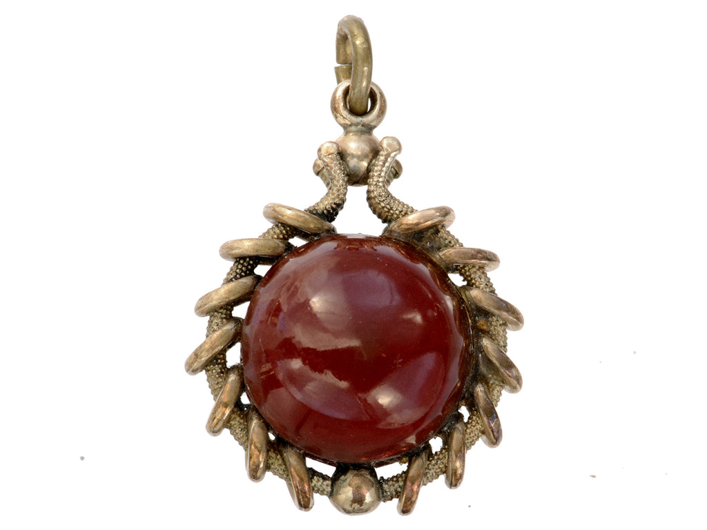 c1890 Red Glass Fob Pendant (on white background)