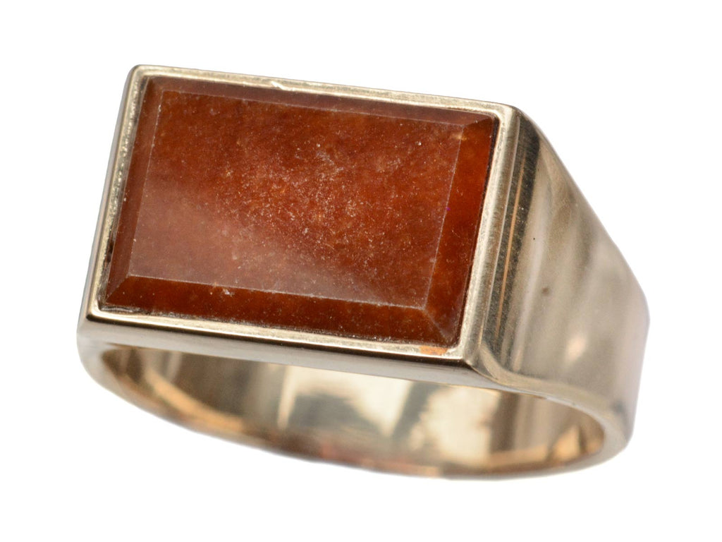 c1960 Red Jade Signet Ring (on white background)