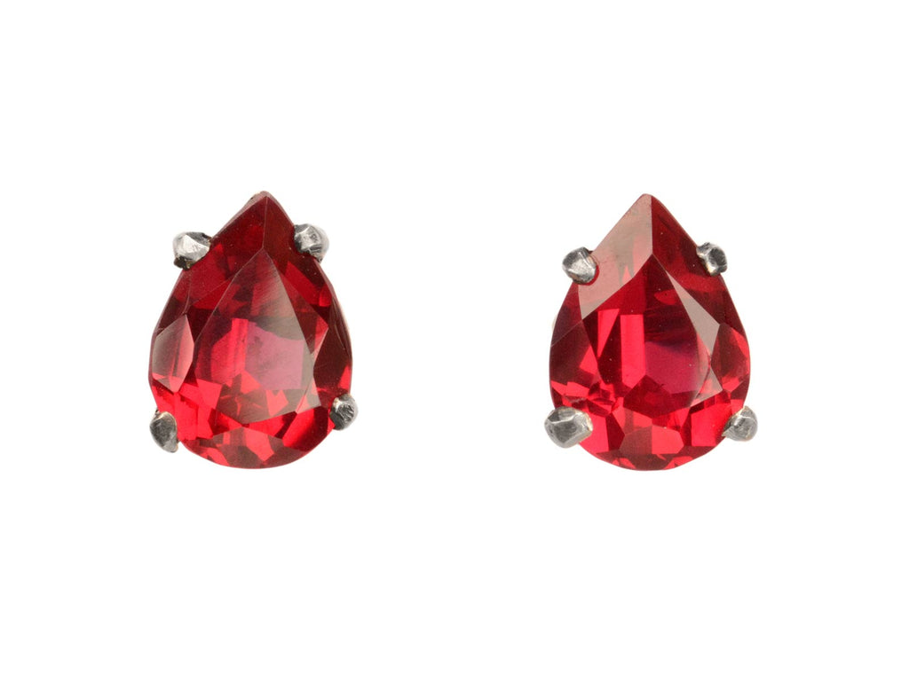 1920s Red Paste Stud Earrings (on white background)