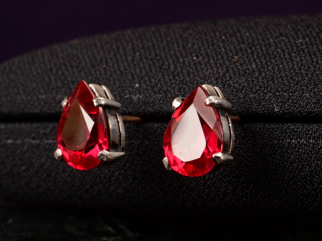 1920s Red Paste Stud Earrings