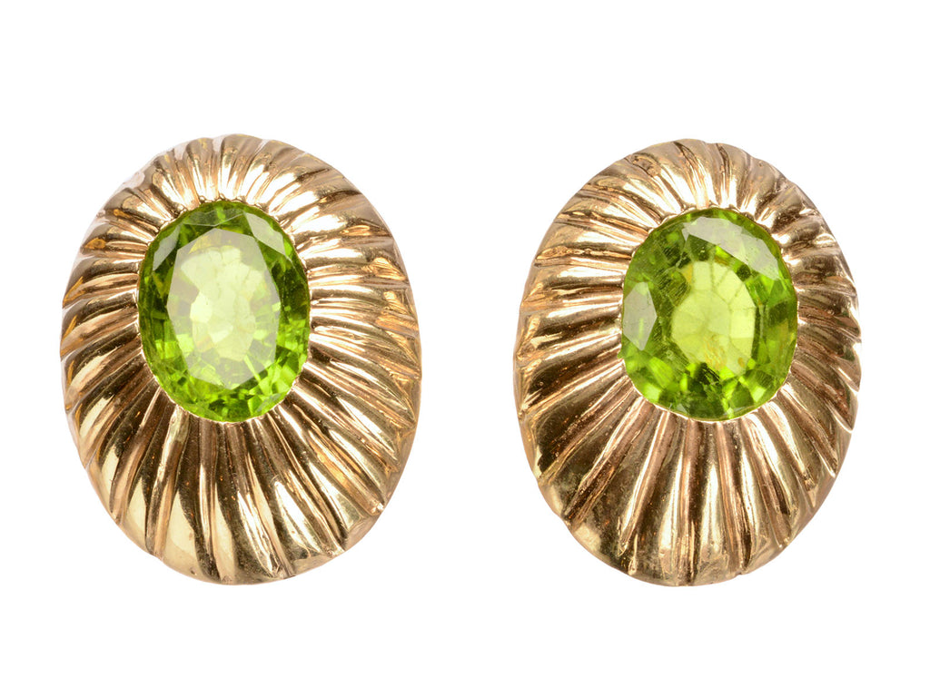 c1950 Retro Peridot Earrings (on white background)