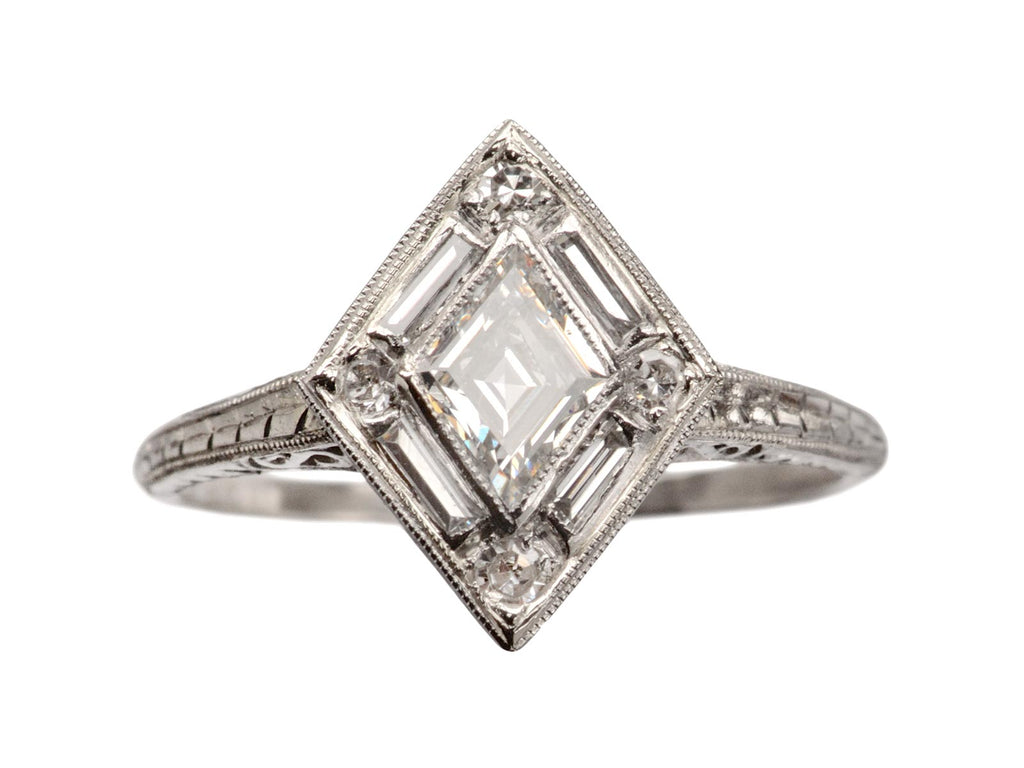 1920s Deco Diamond Shaped Ring (on white background)