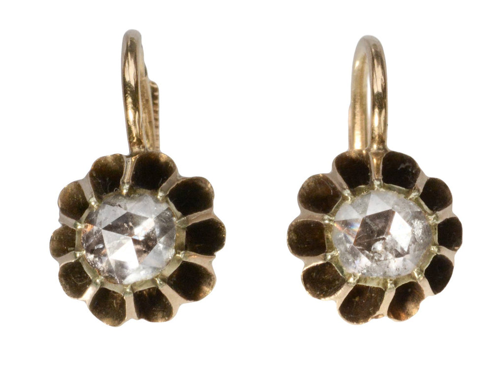 Edwardian Platinum And 18K Rose Cut Diamond Earrings  Gray  Davis Antique   Custom Jewelry