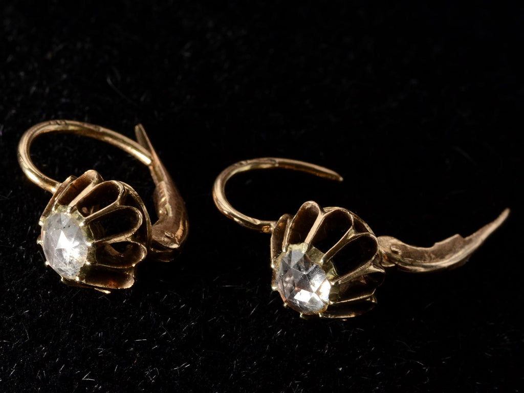 Flower Earrings Rose Cut Diamonds | Diamond Bridal Earrings Downtown NYC