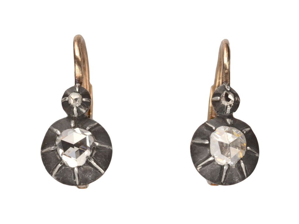 1870s Rose Cut Diamond Earrings (on white background)