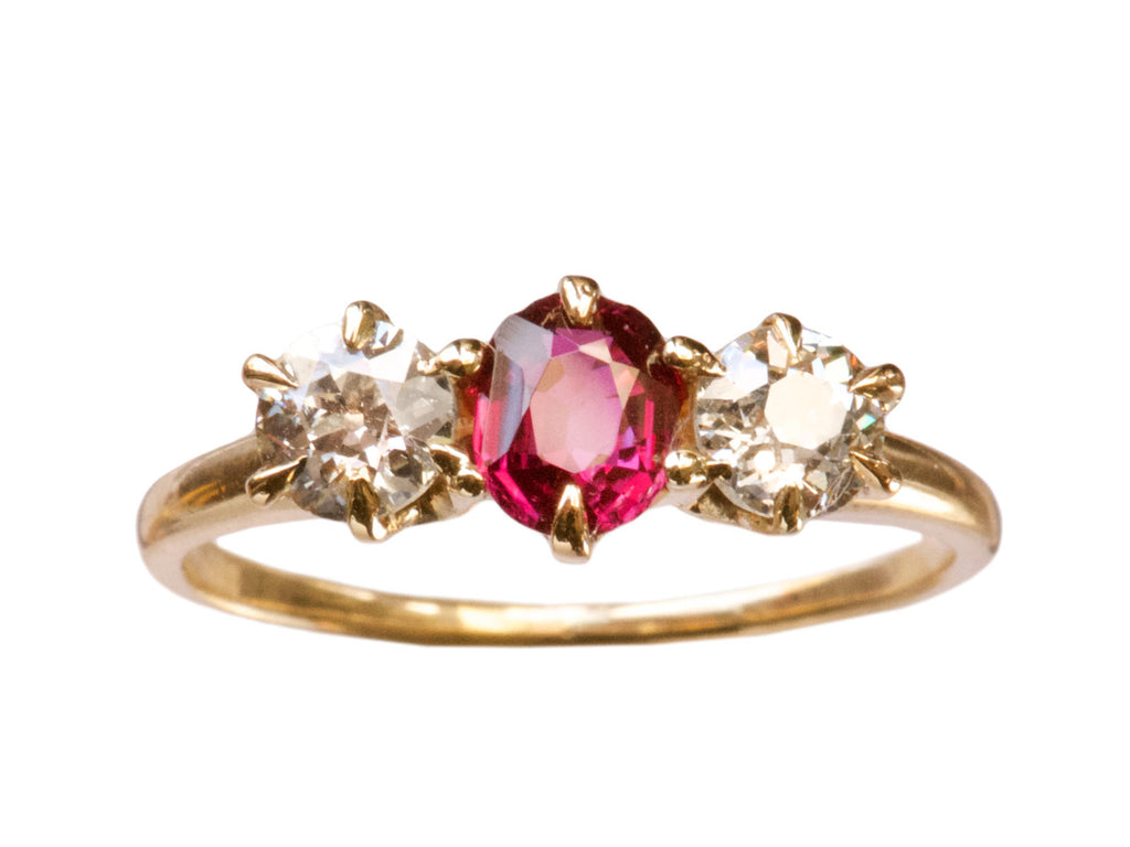 1890s Ruby and Diamond Ring (on white background)