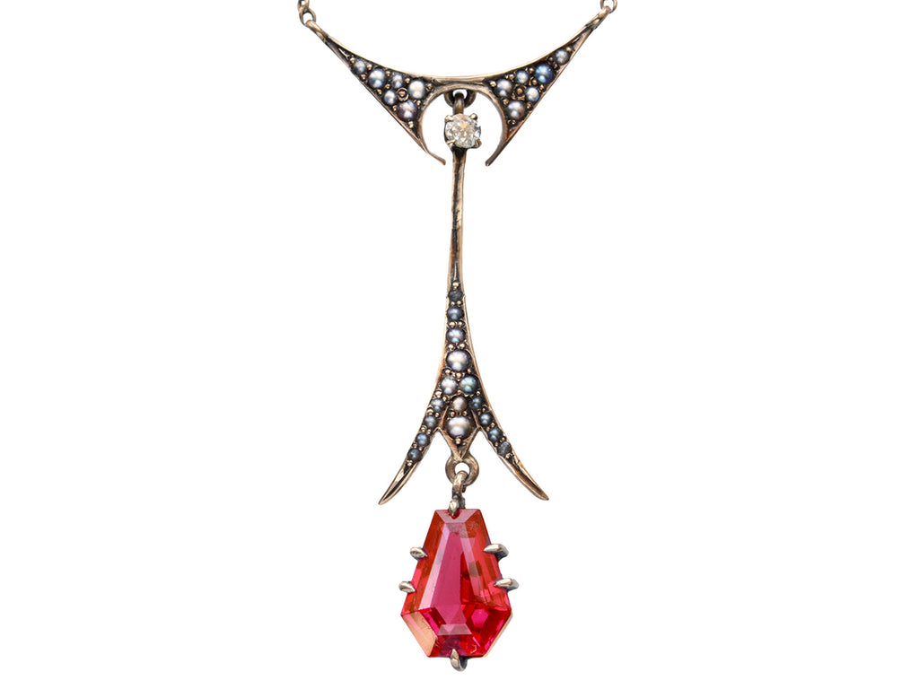 c1900 Edwardian Ruby Pendant (on white background)