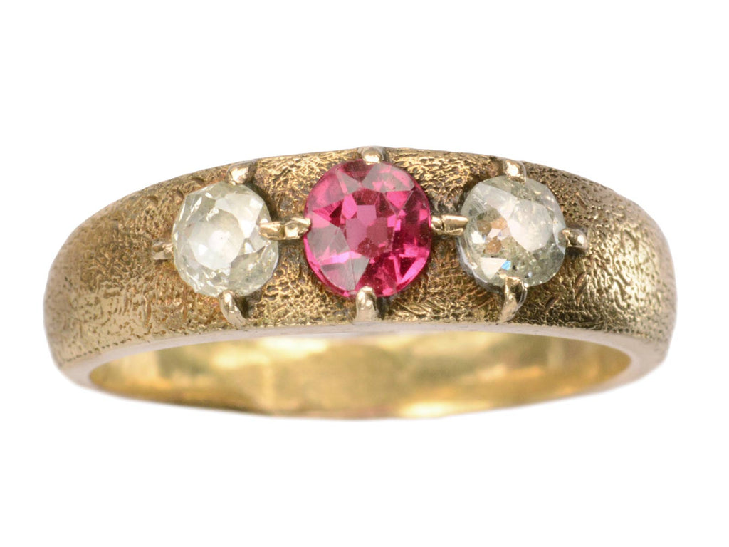 1910s Russian Ruby & Diamond Ring (on white background)