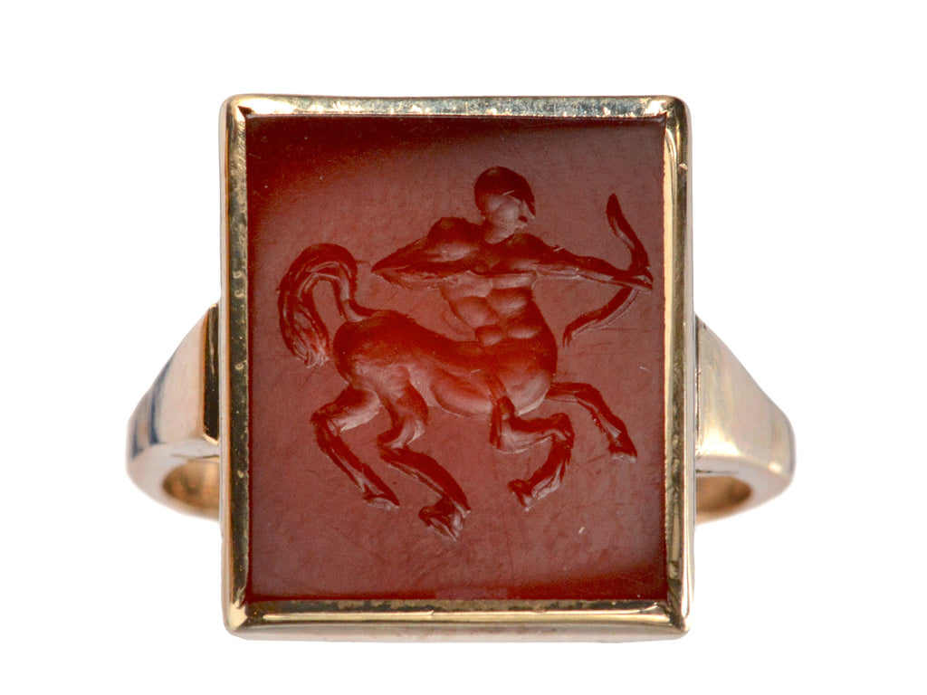 1920s Sagittarius Signet Ring (on white background)