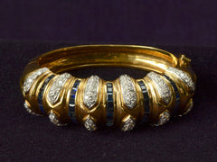 thumbnail of 1980s Diamond & Sapphire Bracelet (on black background)
