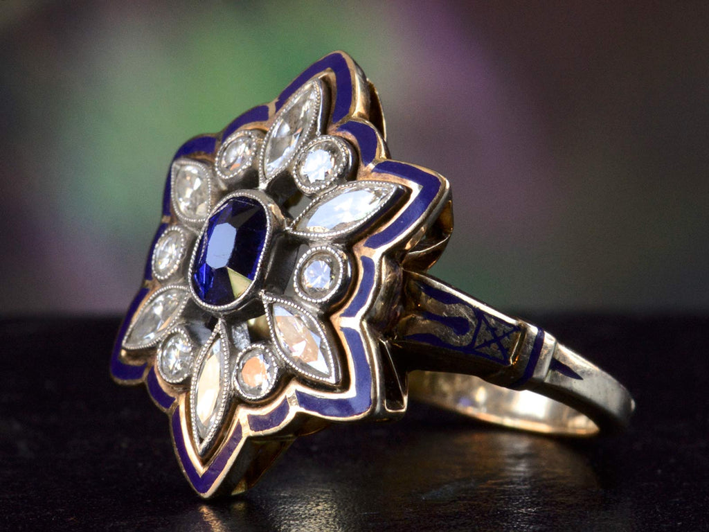 1950s Sapphire & Diamond Ring (side view)