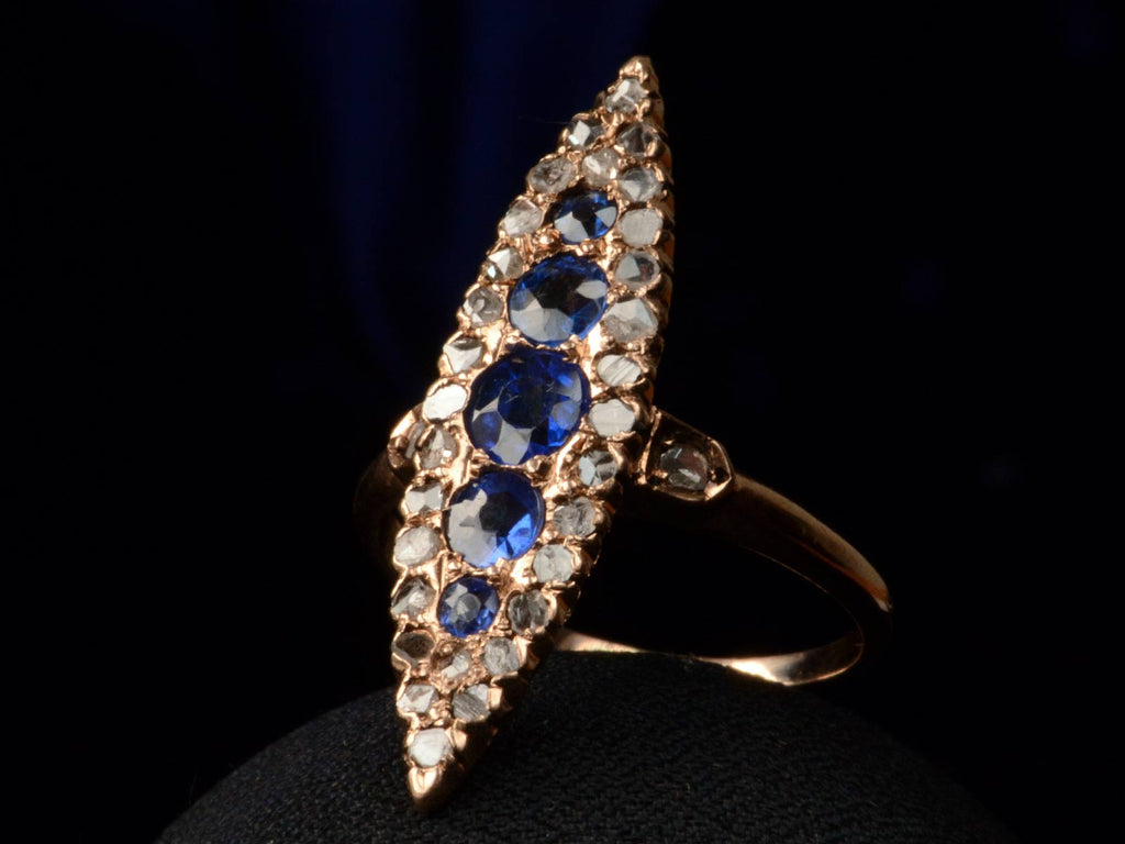 c1890 Sapphire Navette Ring (side view)