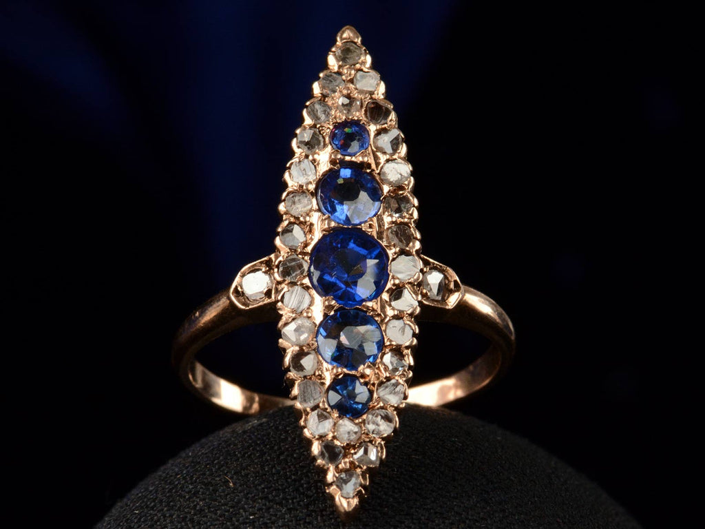 c1890 Sapphire Navette Ring