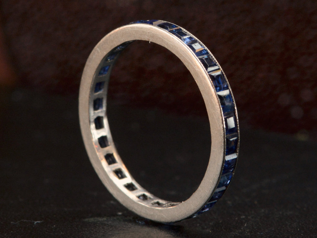 1930s Sapphire Eternity Band (tilted profile view inside detail shown)