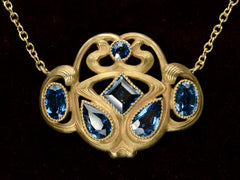 thumbnail of c1910 Sapphire Pendant Necklace (on black background)
