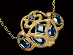 thumbnail of c1910 Sapphire Pendant Necklace (side view)