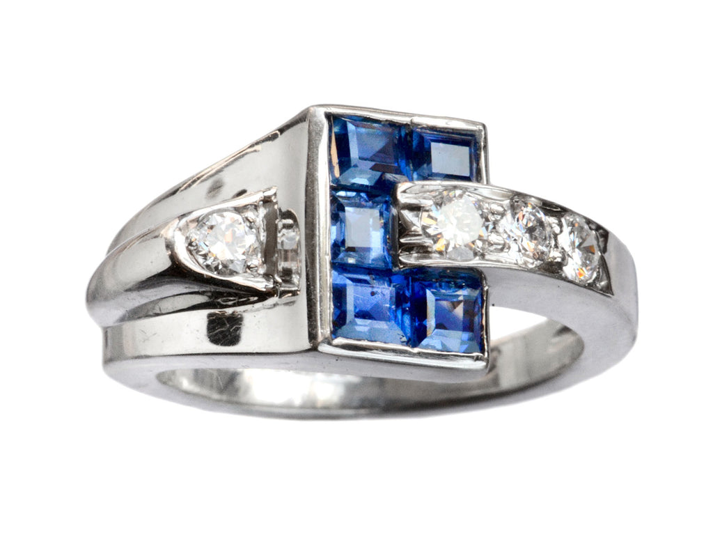 1940s Retro Sapphire Ring (on white background)