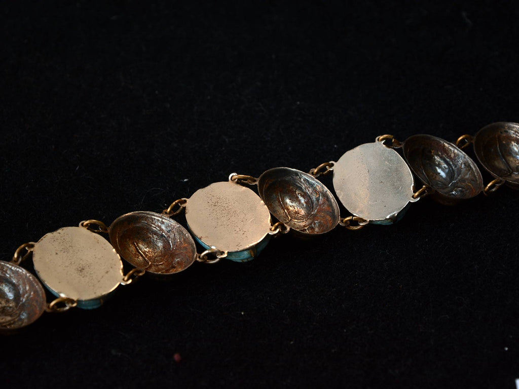 1920s Turquoise Glass Scarab Bracelet