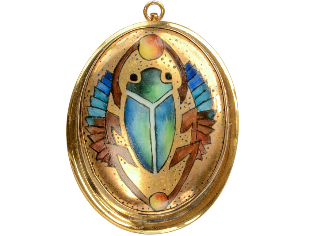1880s Porcelain Scarab Pendant (on white background)
