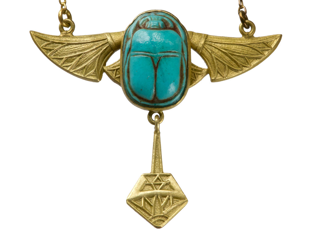 1920s French Scarab Necklace (on white background)