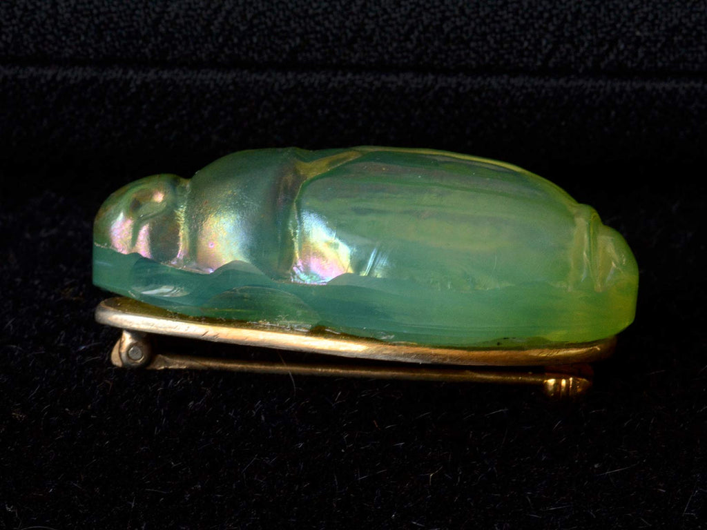 Uranium Glass Scarab Brooch (side view)