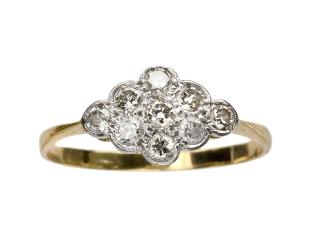 1920s Diamond Cluster Ring (on white background)