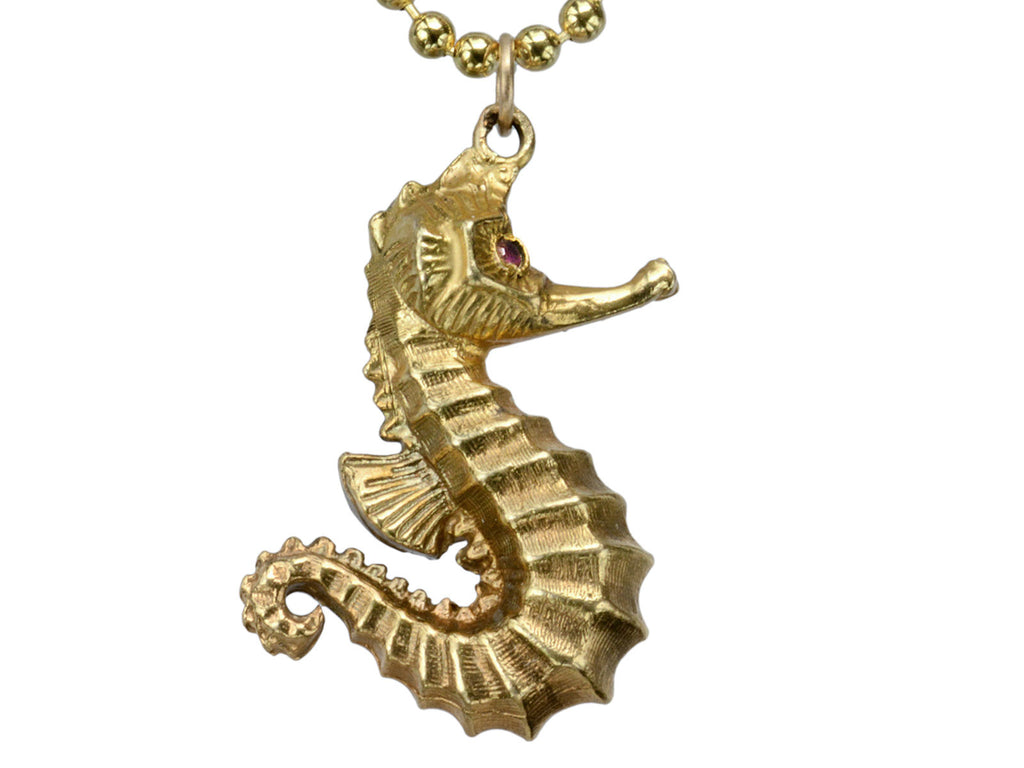 1940s Gold Seahorse Pendant (on white background)