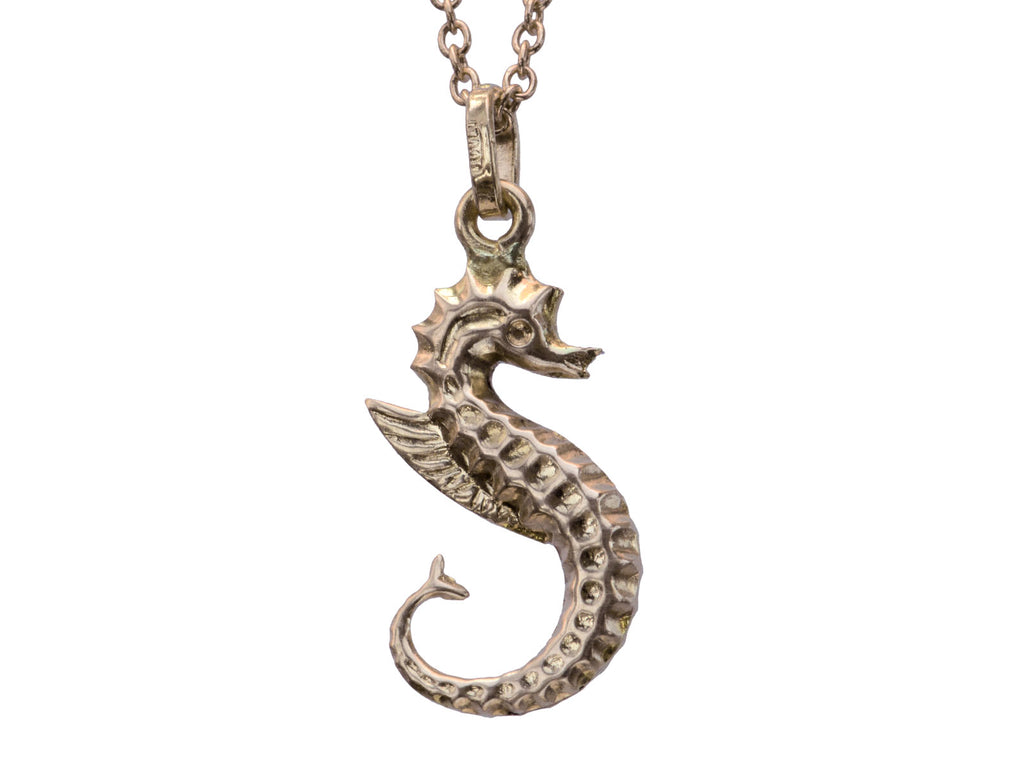 Vintage Seahorse Pendant Necklace (on white background)