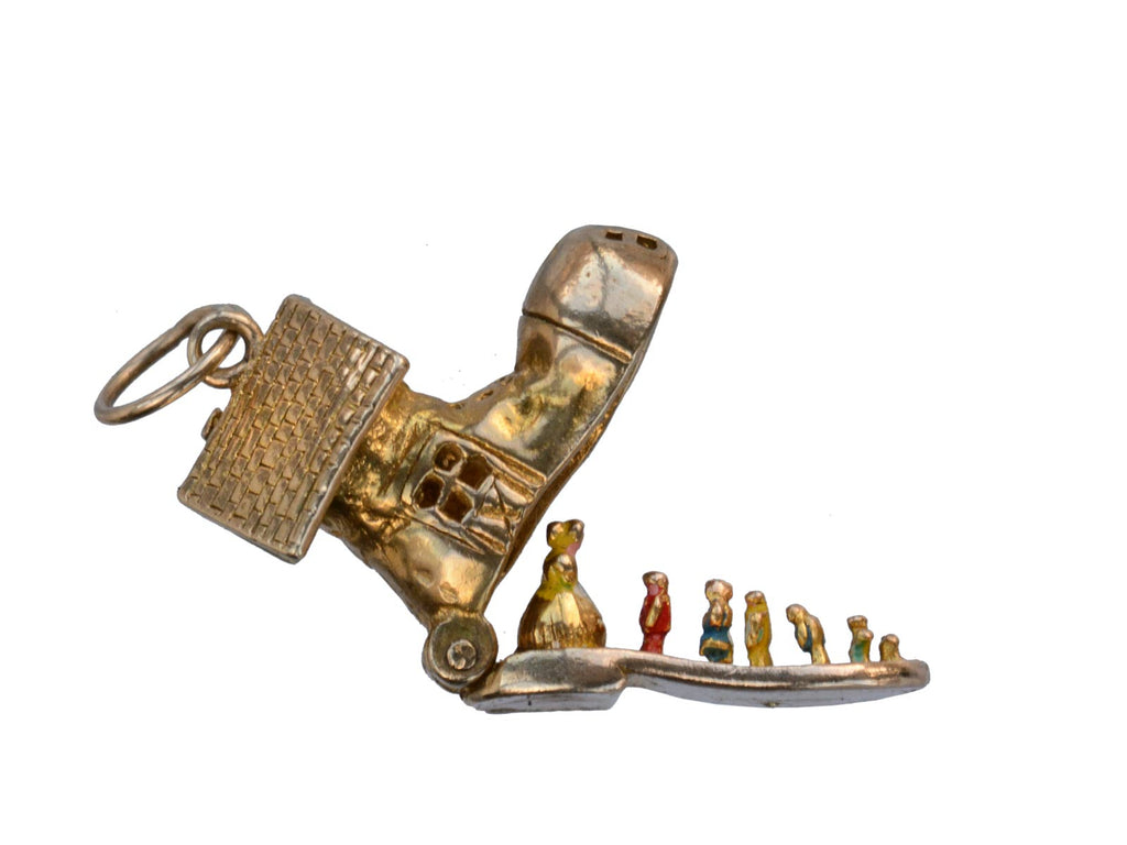 1955 Old Woman in a Shoe Charm (on white background)