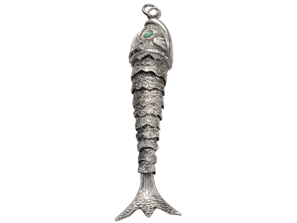 c1920 Articulated Silver Fish (on white background)