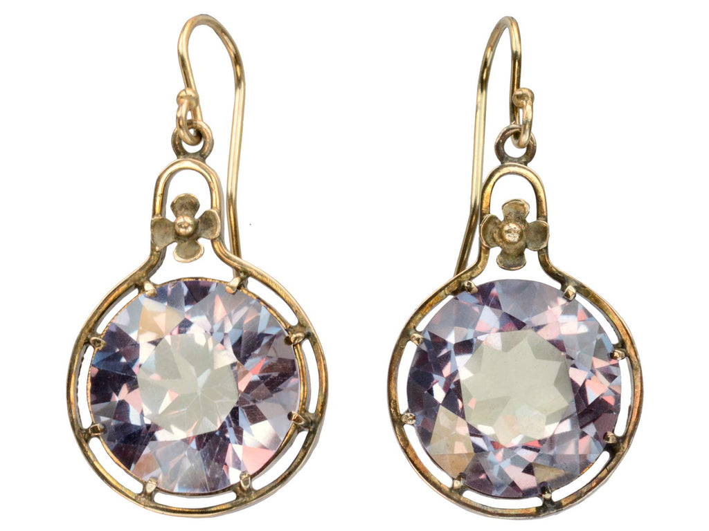 1910s Simulated Alexandrite Earrings (on white background)