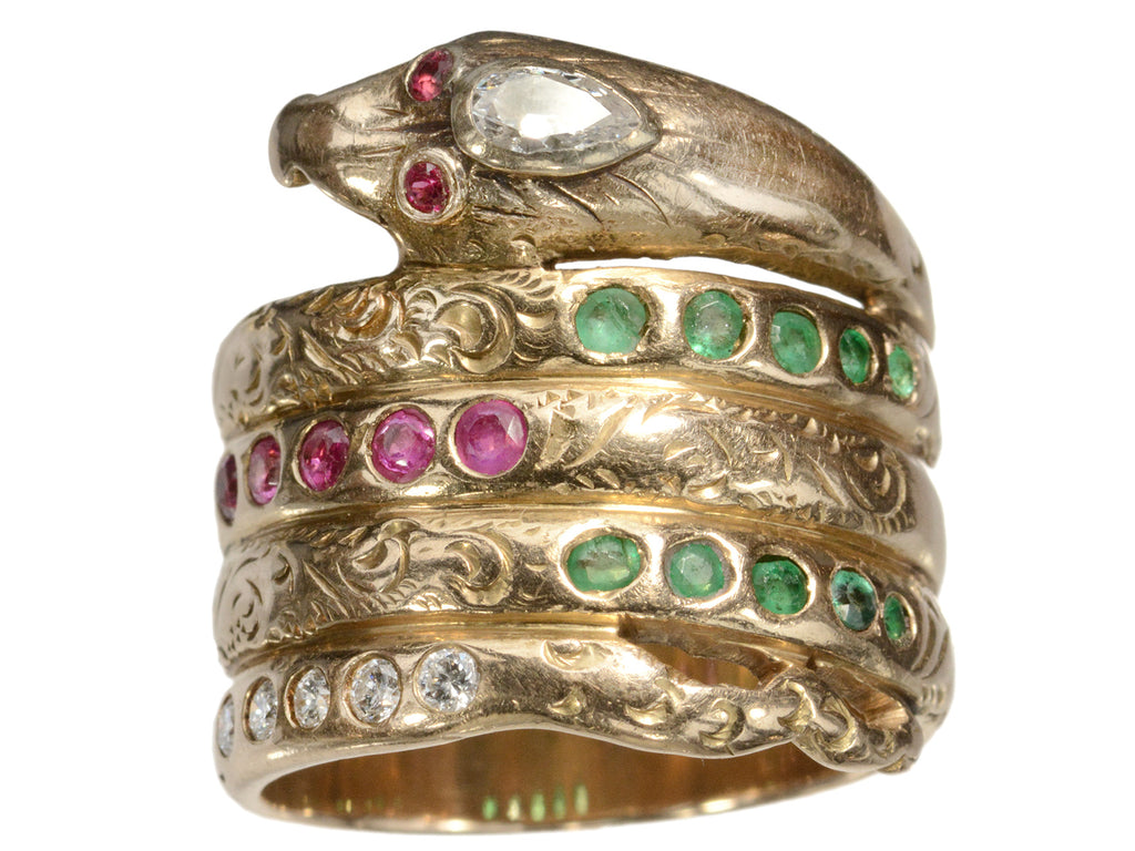 c1900 Coiled Snake Ring (on white background)