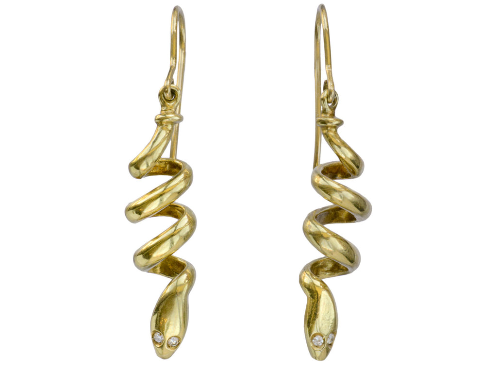 1980s Italian Spiral Snake Earrings (on white background)