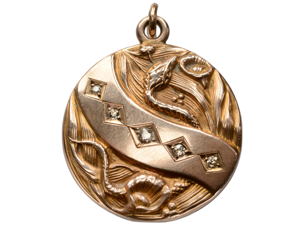 1890s Snake & Flower Locket (on white background)