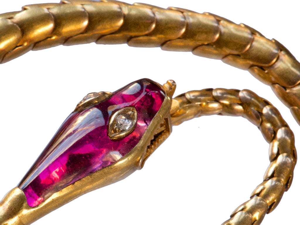 1860s Garnet & Diamond Snake Necklace
