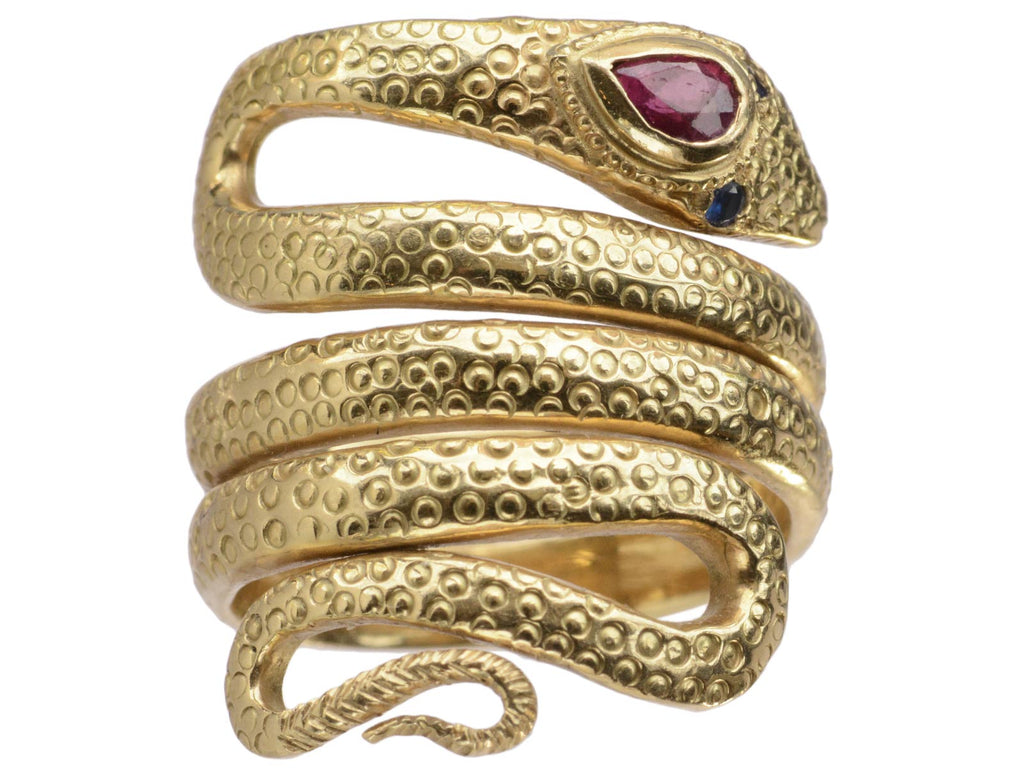 c1970 Ruby Snake Ring (on white background)