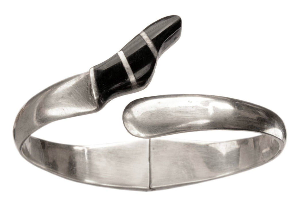 1970s Silver Snake Tail Bracelet (on white background)