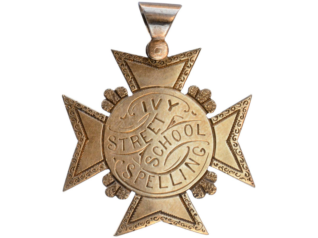 1889 Gold Spelling Bee Medal (on white background)