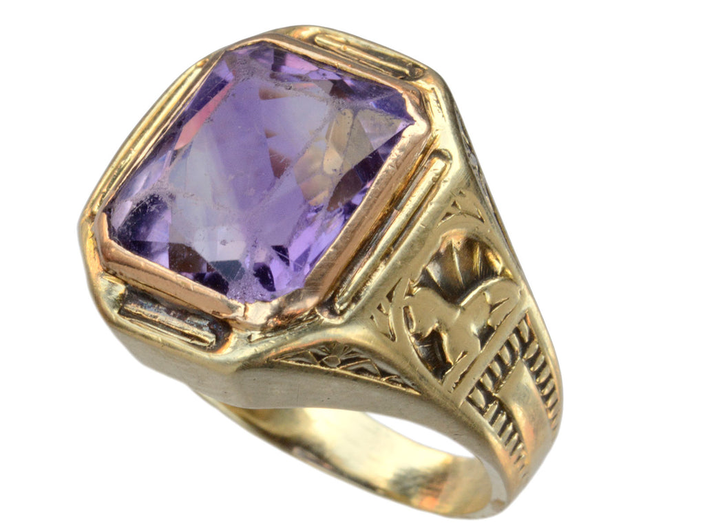 1920s Amethyst Sphinx Ring (on white background)