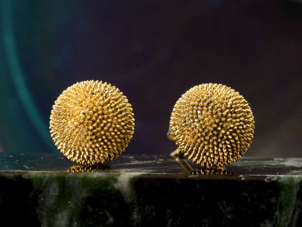 Spiky Gold Sphere Studs (on black background)